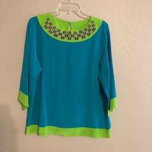 NWT Bob Mackie wearable art silk top medium